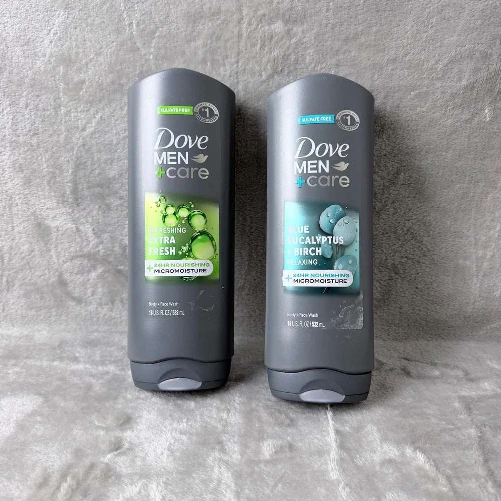 Dove Men+Care Body and Face Wash Men 18oz 2pk Extra Fresh Blue Eucalyptus Birch